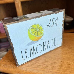 RAE DUNN NEW FARMHOUSE WHITE WOODEN KITCHEN HOME DECOR SIGN NWT VHTF RD LEMONADE